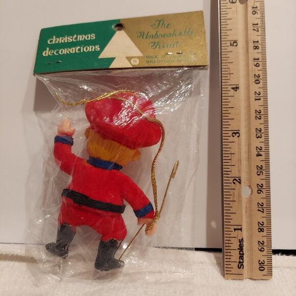 Vtg Flocked Felt Christmas Marching Band Majorette Christmas Ornament 4"  NOS - Picture 3 of 8